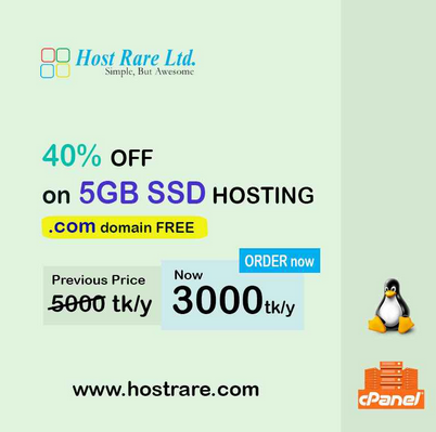 Buy 5 GB SSD cPanel Hosting at 3000 Taka per Year at cheap price